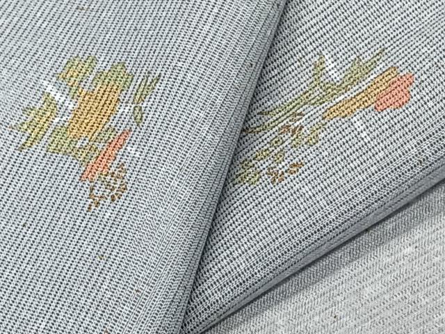 平和屋着物＊夏物　小紋　絽　草花文　金彩　洗える着物　CABK8846xi
