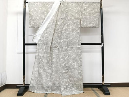 平和屋着物＊夏物　小紋　絽　変わり正倉院風景文　洗える着物　CABK8850xi