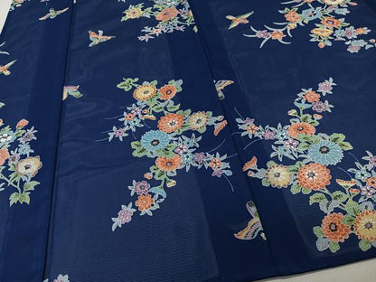 平和屋着物＊夏物　小紋　絽　花鳥文　洗える着物　未使用　CABK8853xi