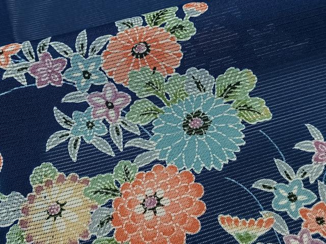 平和屋着物＊夏物　小紋　絽　花鳥文　洗える着物　未使用　CABK8853xi