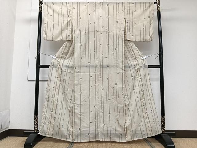 平和屋着物＊夏物　小紋　絽　抽象文様　洗える着物　CABK8855xi