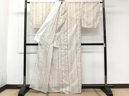 平和屋着物＊夏物　小紋　絽　抽象文様　洗える着物　CABK8855xi