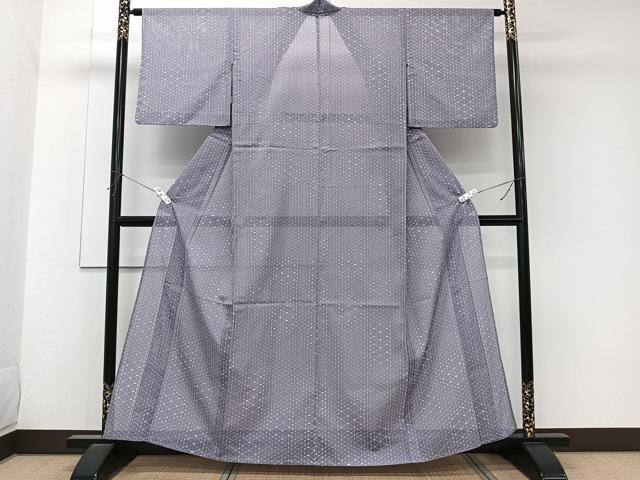 平和屋着物＊夏物　小紋　絽　幾何学文　洗える着物　CABK8863xi