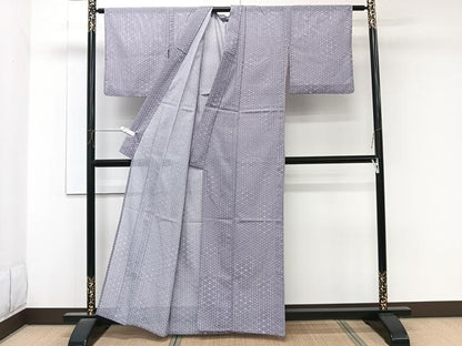 平和屋着物＊夏物　小紋　絽　幾何学文　洗える着物　CABK8863xi