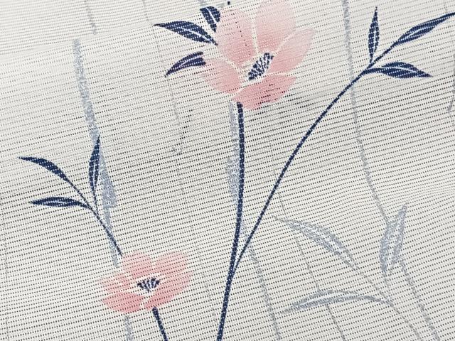 平和屋着物＊夏物　小紋　絽　草花文　洗える着物　CABK8865xi