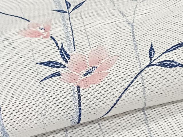 平和屋着物＊夏物　小紋　絽　草花文　洗える着物　CABK8865xi