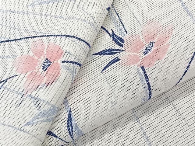 平和屋着物＊夏物　小紋　絽　草花文　洗える着物　CABK8865xi