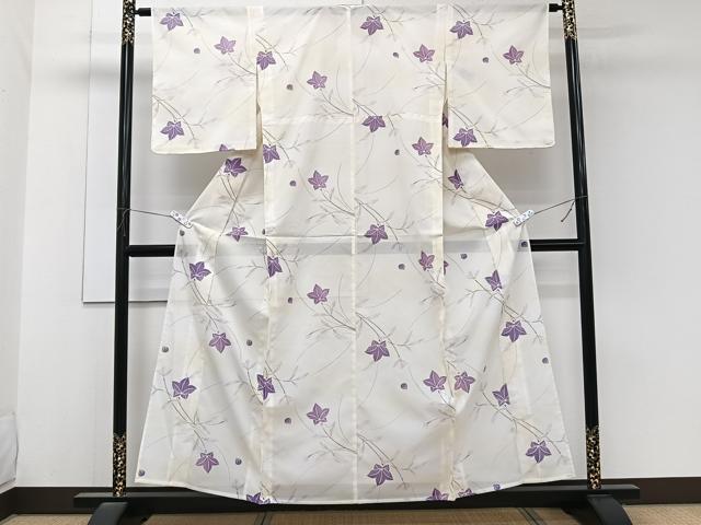 平和屋着物＊夏物　小紋　絽　枝草花文　暈し染め　洗える着物　CABK8868xi