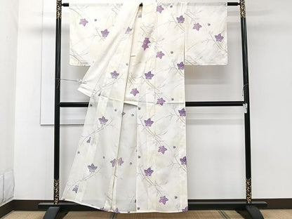 平和屋着物＊夏物　小紋　絽　枝草花文　暈し染め　洗える着物　CABK8868xi