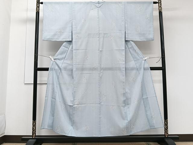 平和屋着物＊夏物　小紋　絽　流水枝葉文　洗える着物　CABK8871xi