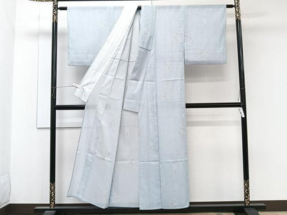 平和屋着物＊夏物　小紋　絽　流水枝葉文　洗える着物　CABK8871xi