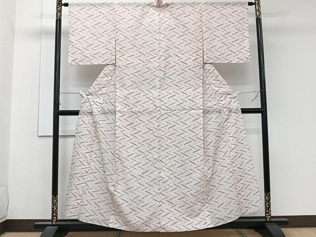 平和屋着物＊夏物　小紋　絽　横笛文　洗える着物　CABK8873xi
