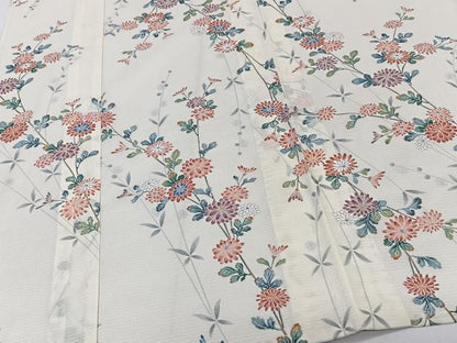 平和屋着物＊夏物　小紋　絽　山野愛子　枝草花文　洗える着物　CABK8874xi