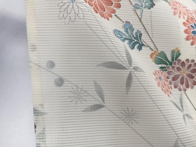 平和屋着物＊夏物　小紋　絽　山野愛子　枝草花文　洗える着物　CABK8874xi
