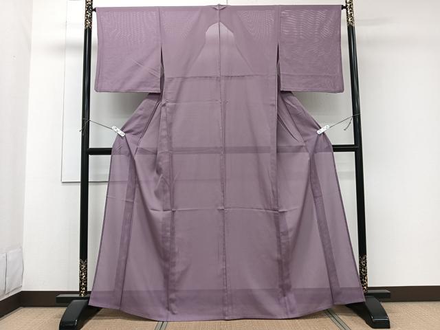 平和屋着物＊夏物　色無地　絽　古代紫色　洗える着物　CABK8881xi