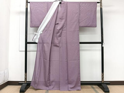 平和屋着物＊夏物　色無地　絽　古代紫色　洗える着物　CABK8881xi