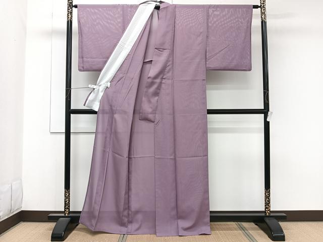 平和屋着物＊夏物　色無地　絽　古代紫色　洗える着物　CABK8881xi
