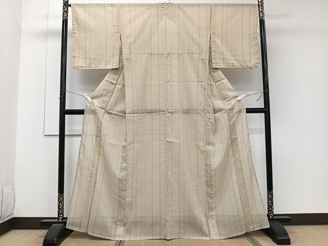 平和屋着物＊夏物　夏大島　間道花文　洗える着物　未使用　CABK8882xi