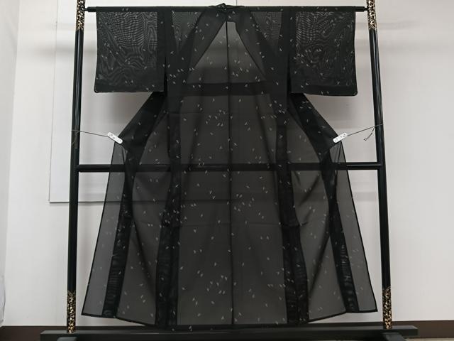 平和屋着物＊夏物　小紋　絽　蜻蛉　黒地　さんび謹製　洗える着物　未使用　CABK8888xi