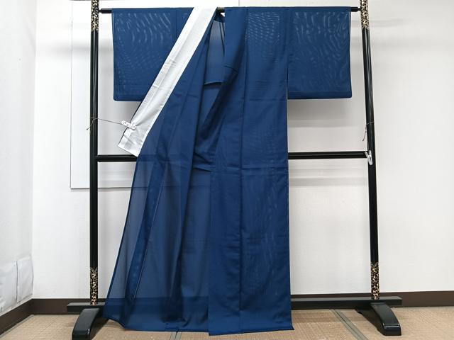 平和屋着物＊夏物　色無地　絽　留紺色　洗える着物　CABK8890xi