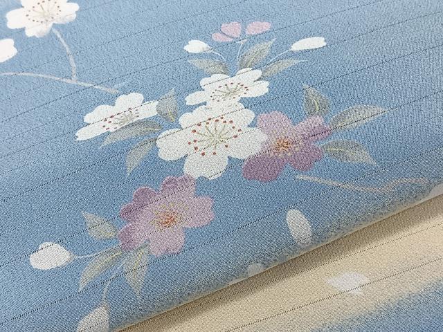 平和屋着物＊夏物　小紋　絽縮緬　枝草花文　洗える着物　CABK8898xi