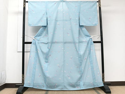 平和屋着物＊夏物　小紋　絽　舞蝶文　洗える着物　未使用　CABK8899xi
