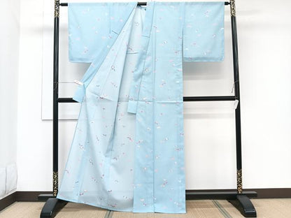 平和屋着物＊夏物　小紋　絽　舞蝶文　洗える着物　未使用　CABK8899xi