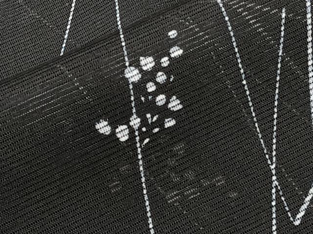 平和屋着物＊夏物　小紋　絽　枝蕾文　黒地　洗える着物　CABK8908xi