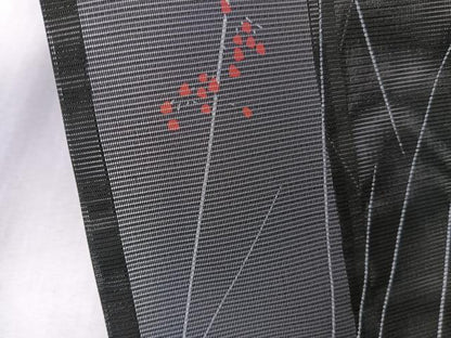 平和屋着物＊夏物　小紋　絽　枝蕾文　黒地　洗える着物　CABK8908xi