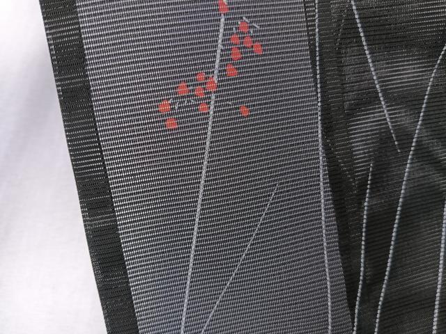 平和屋着物＊夏物　小紋　絽　枝蕾文　黒地　洗える着物　CABK8908xi