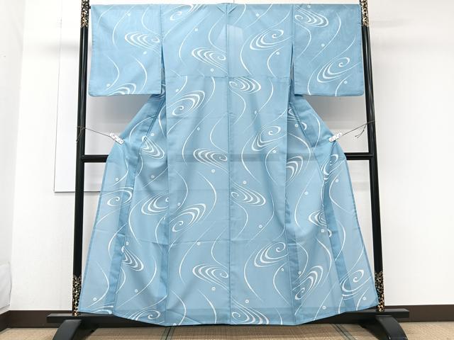 平和屋着物＊夏物　小紋　絽　流水文　洗える着物　CABK8910xi