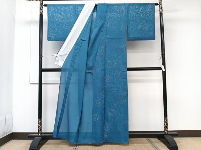 平和屋着物＊夏物　小紋　絽　花文様　洗える着物　CABK8911xi