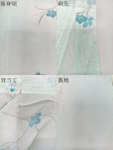 平和屋着物＊夏物　小紋　絽　草花文　洗える着物　CABK8912xi