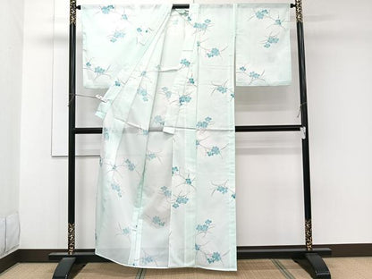 平和屋着物＊夏物　小紋　絽　草花文　洗える着物　CABK8912xi