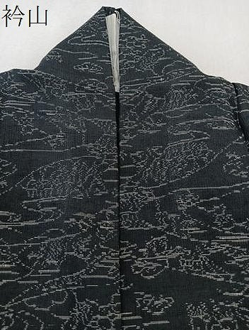 平和屋着物＊夏物　紬　紗　風景文　黒地　正絹　逸品　CABK8916xi