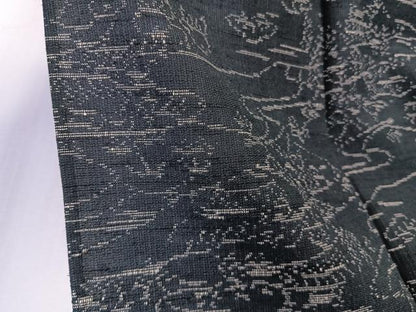 平和屋着物＊夏物　紬　紗　風景文　黒地　正絹　逸品　CABK8916xi