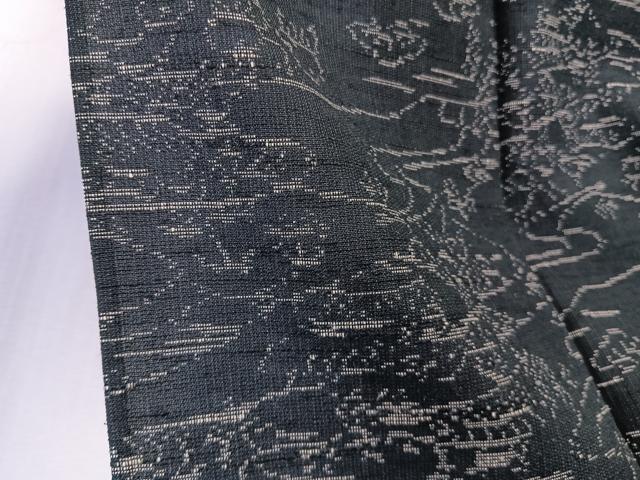 平和屋着物＊夏物　紬　紗　風景文　黒地　正絹　逸品　CABK8916xi