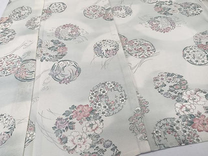 平和屋着物＊夏物　小紋　絽　花丸文　銀彩　正絹　逸品　CABK8917xi