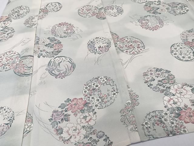 平和屋着物＊夏物　小紋　絽　花丸文　銀彩　正絹　逸品　CABK8917xi
