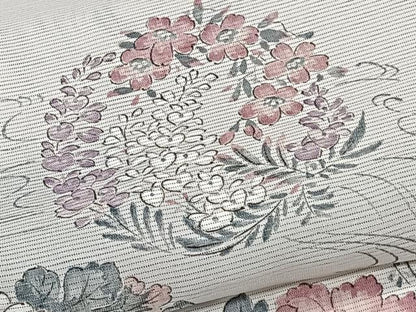 平和屋着物＊夏物　小紋　絽　花丸文　銀彩　正絹　逸品　CABK8917xi