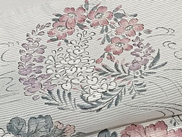 平和屋着物＊夏物　小紋　絽　花丸文　銀彩　正絹　逸品　CABK8917xi