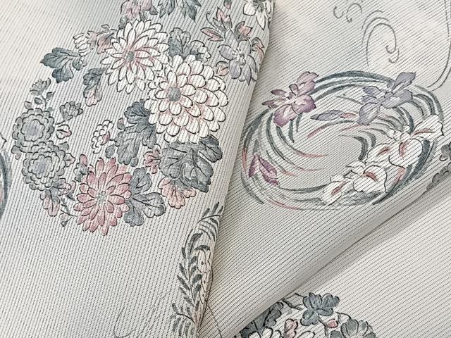 平和屋着物＊夏物　小紋　絽　花丸文　銀彩　正絹　逸品　CABK8917xi
