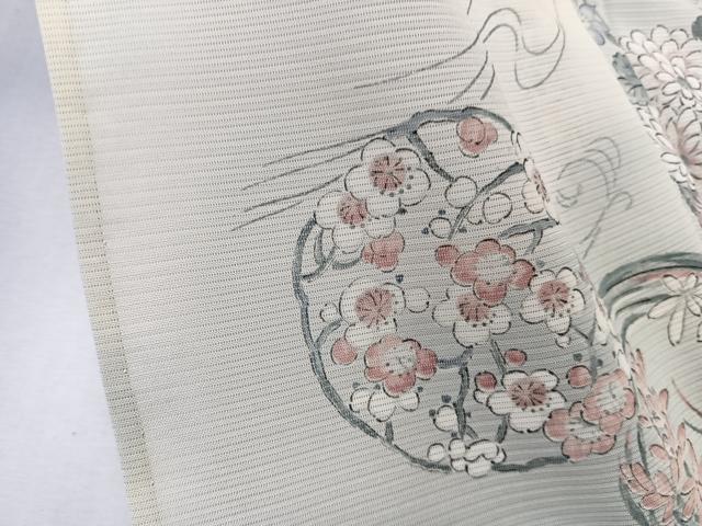 平和屋着物＊夏物　小紋　絽　花丸文　銀彩　正絹　逸品　CABK8917xi