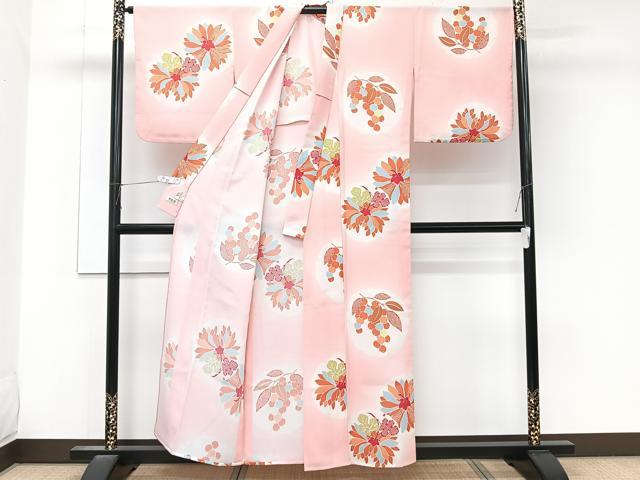 平和屋着物＊夏物　撫松庵　小紋・浴衣兼用　セオアルファ　雪輪葡萄花重ね文　洗える着物　CABK8921xi