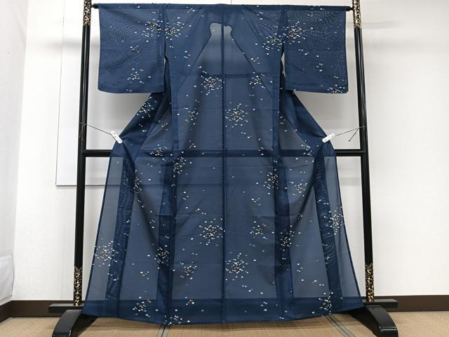 平和屋着物＊夏物　小紋　絽　水玉文　洗える着物　CABK8924xi