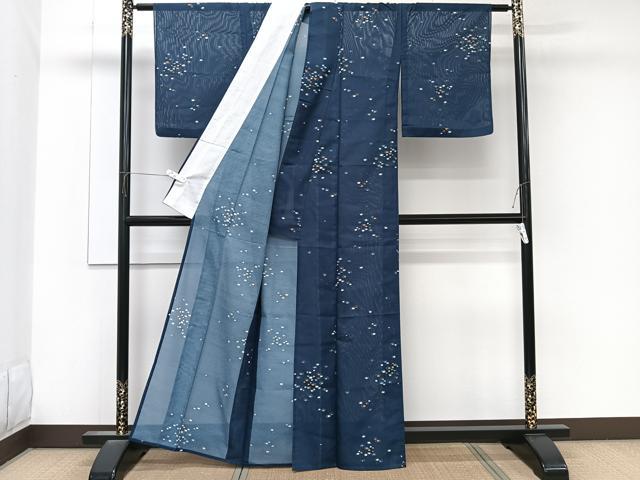 平和屋着物＊夏物　小紋　絽　水玉文　洗える着物　CABK8924xi