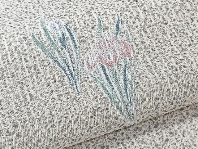 平和屋着物＊夏物　小紋　縞紋紗　草花文　洗える着物　CABK8925xi