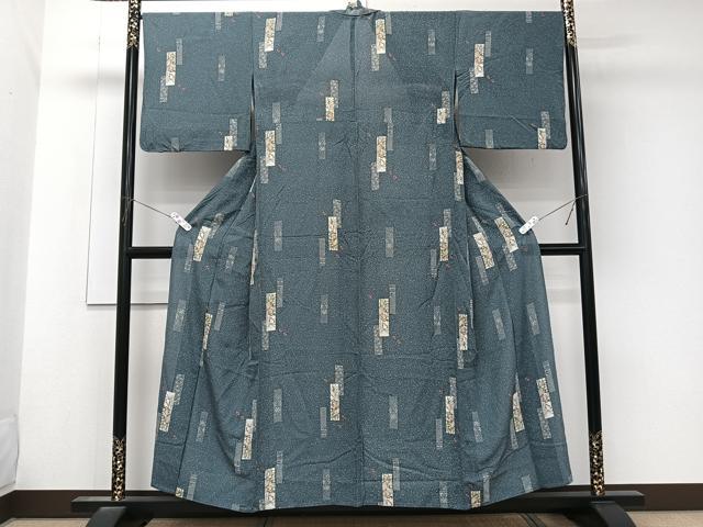 平和屋着物＊夏物　小紋　絽　短冊花文　正絹　逸品　CABK8926xi