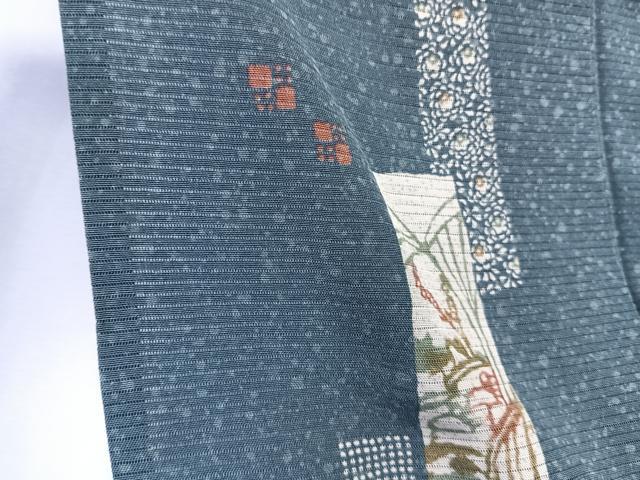 平和屋着物＊夏物　小紋　絽　短冊花文　正絹　逸品　CABK8926xi