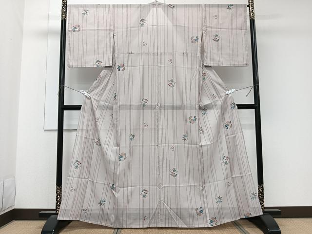 平和屋着物＊夏物　小紋　絽　橘花文　洗える着物　CABK8929xi